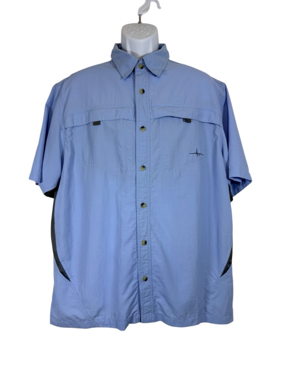 Habit Solar Factor UPF 30+ Fishing Shirt SzL Blue Short Sleeve Vented Outdoor